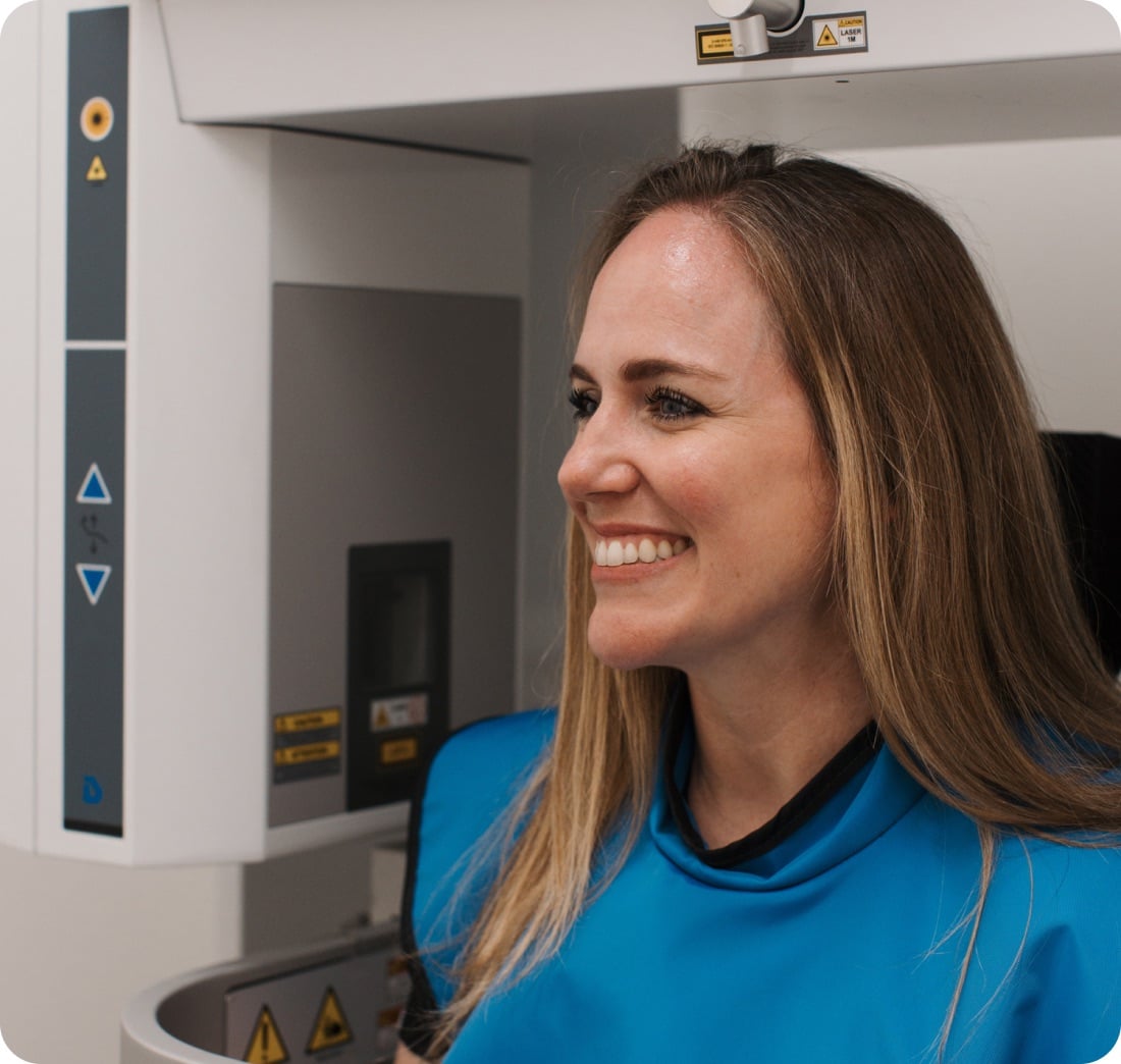 Patient positioned for CBCT imaging