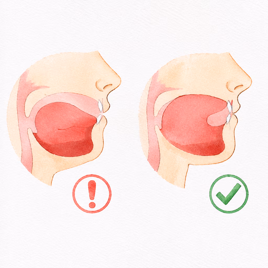 Illustration of healthy tongue posture against the palate.