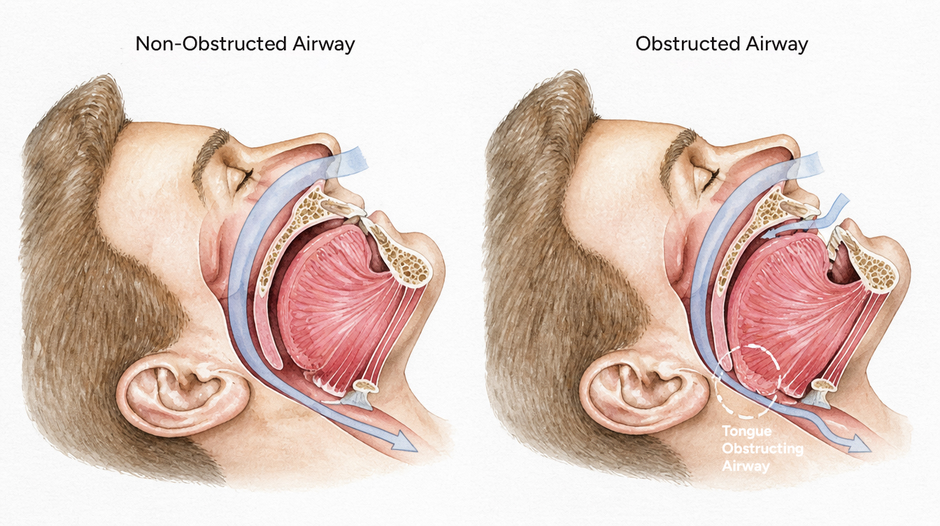 Modern vs. Traditional Jaws: Why Our Jaws Are Shrinking 3 Illustration showing tongue room and airway space during sleep.
