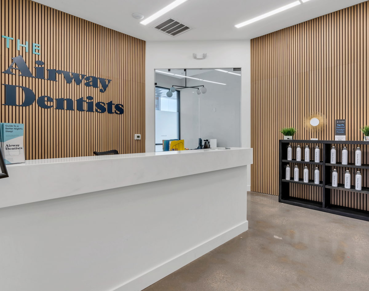 The Ariway Dentists reception desk at the Friendswood, TX office